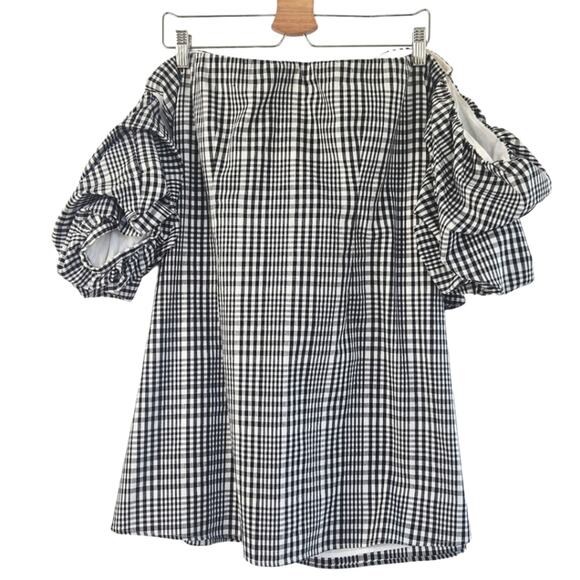 Lovers + Friends Revolve Kiwi Plaid Mini Dress Puff Sleeve Size Large Gingham - Picture 6 of 12